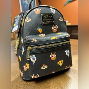 NEW LOUNGEFLY Disney Lion King Character Faces Black Mini Backpack NEW WITH TAGS